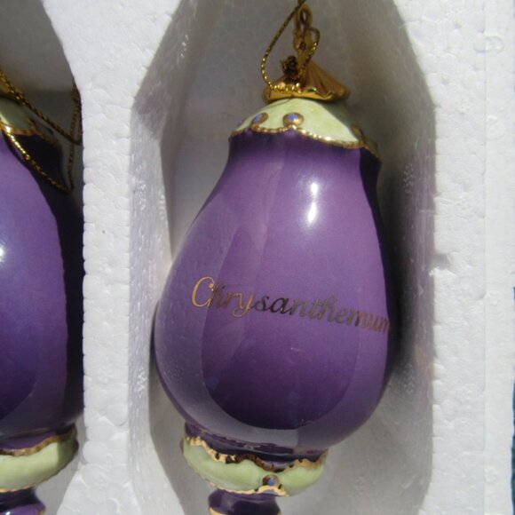 3 Bradford Editions Lena Liu Forever Flowers Christmas Ornaments Irises Poppies - Picture 8 of 9